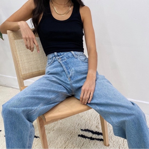 Agolde Criss Cross Upsized Jean Suburbia Light Wash Size 25 Loose High Rise - Picture 9 of 14